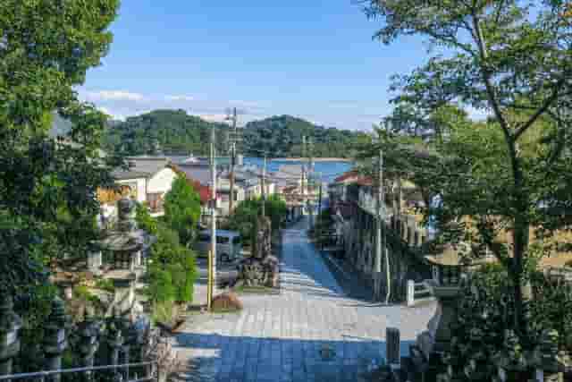 大避神社本殿から見る参道